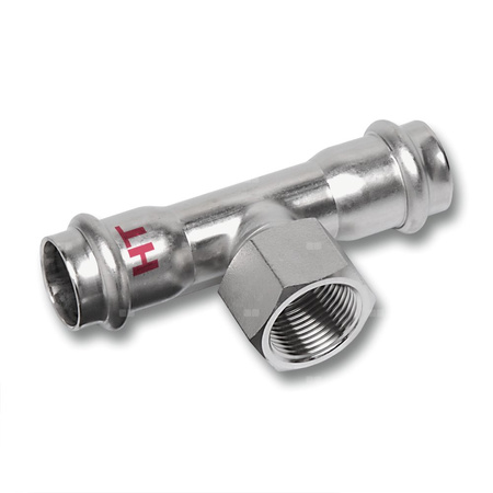 Trójnik SANHA NiroSan Press Industry stal nierdzewna 28 mm x 3/4'' x 28 mm (zw x GW x zw)