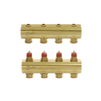 Rozdzielacz 4+4 Danfoss BIV, mosiądz