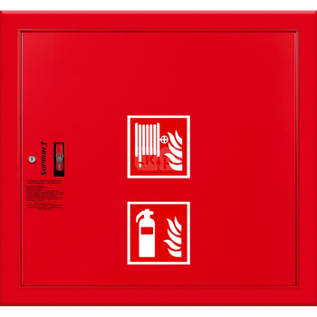 Hydrant DN 52 wnękowy ze zwijadłem, z miejscem na gaśnicę solo, wąż 20 m, zamek patent, RAL 3000