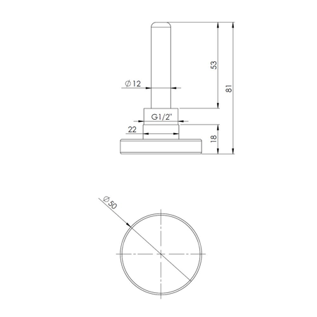 Termometr bimetaliczny AFRISO BiTh fi 50 mm 0…120'C tuleja 63 mm połączenie ax