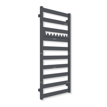 Grzejnik elektryczny TERMA VIVO 1150 x 500 mm, kolor metaliczna czerń, moc 400 W, podłączenie E1, kabel prosty bez wtyczki z maskownicą czarny