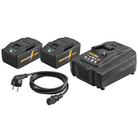REMS POWER-PACK 22V, 5,0AH AKKU X2 +LADEGERÄT 230 V, 290W