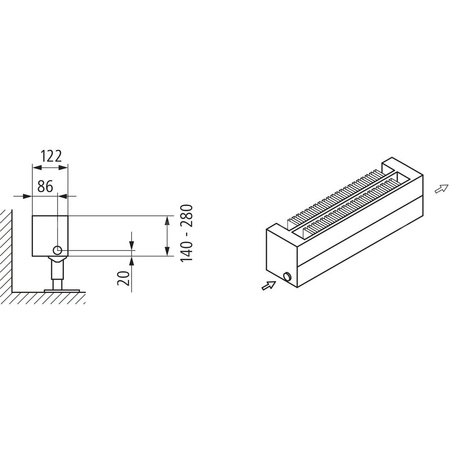 Kermi konwektor KNN22 140x122x2400 RAL 9016, 6 bar, bez osłony, podł. Uni