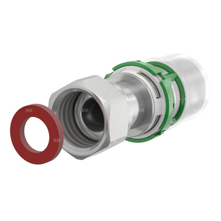 Złączka prosta pod uszczelkę płaską, końcówka zaprasowywana COMAP MultiSkin Visu-Control, mosiądz, 16x2 x 3/8'' (MZ x NZ)