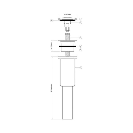 Spust umywalkowy "klik-klak" DEKORACYJNY 11/4"x60mm STAL SZCZOTKOWANA