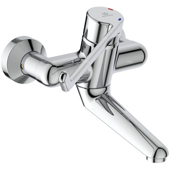 Bateria umywalkowa ścienna, wylewka 150 mm, złącza S ON/OFF 20 l/min (3 bar), bez korka spustowego - CERAPLUS