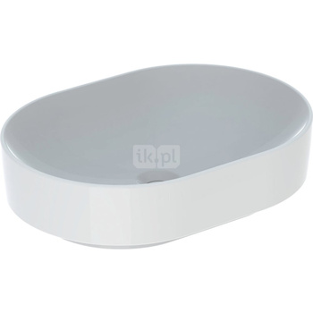 Umywalka GEBERIT Variform eliptyczna, biała, 550mm, bez otworu na baterię, stawiana na blat, bez odpływu przelewowego, bez półki