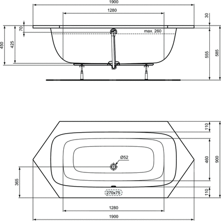 IS I.LIFE Wanna sześciokątna 190x90