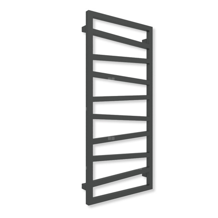 Grzejnik elektryczny TERMA ZIGZAG 1310 x 500 mm, kolor czarny jak kruk soft, moc 600 W, podłączenie E8, kabel prosty bez wtyczki z maskownicą czarny