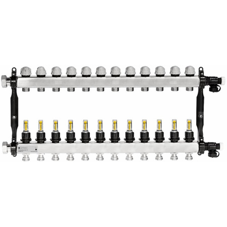 Rozdzielacz do ogrzewania podłogowego AFRISO ProCalida VA 1C 12-obieg. stal nierdzewna GZ 1'' x euroconus 3/4''