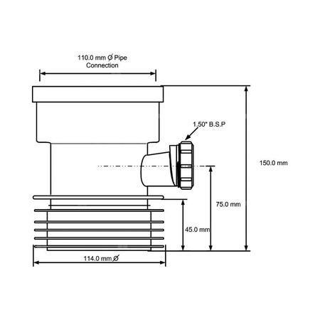 Łącznik kanalizacyjny 110mm z wyjściem 110mm i odejściem 40mm