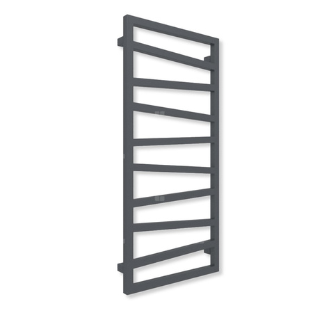 Grzejnik elektryczny TERMA ZIGZAG 1310 x 500 mm, kolor metaliczna czerń, moc 600 W, podłączenie E1, kabel prosty bez wtyczki z maskownicą czarny