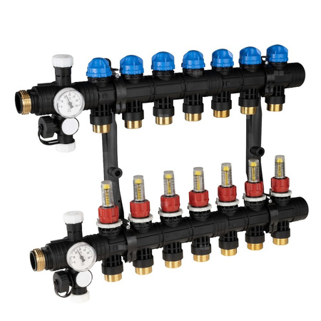 Rozdzielacz do ogrzewania podłogowego AFRISO ProCalida EF1 7-obieg. poliamid GZ 1'' x euroconus 3/4''