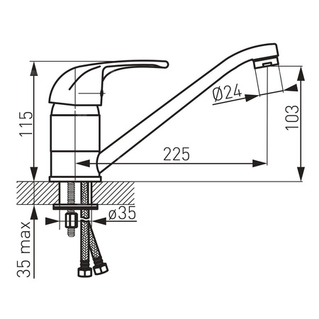 Bateria zlewozmywakowa stojąca FERRO VASTO, kolor chrom