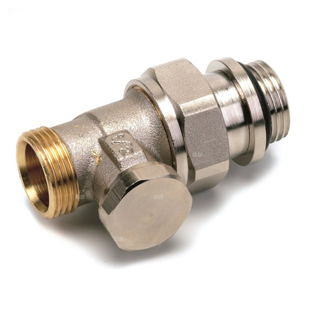 Zawór gwintowany, prosty, niklowany, regulacja nastawy i odcięcie przepływu 1/2"-M22