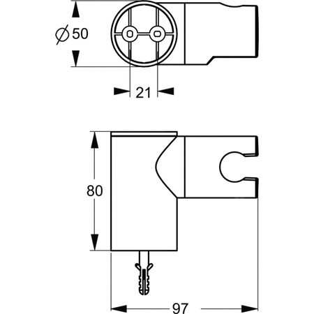 Uchwyt prysznicowy 97x90x50 mm - IDEALRAIN