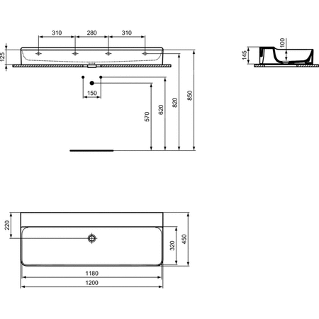 CONCA UMYWALKA 120 B/O NOF SZLIFOWANA