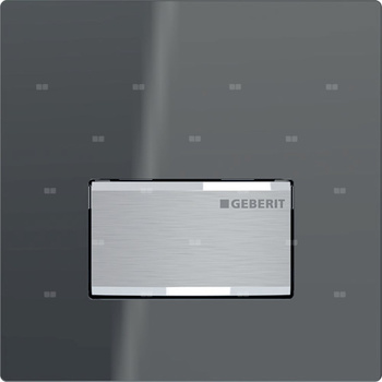 Przycisk uruchamiający Geberit typ 50 do systemu spłukiwania pisuarów z pneumatycznym uruchamianiem spłukiwania, kwadratowy: 13x13x1.2cm, Lava, Materiał=Cynkowy odlew ciśnieniowy / szkło