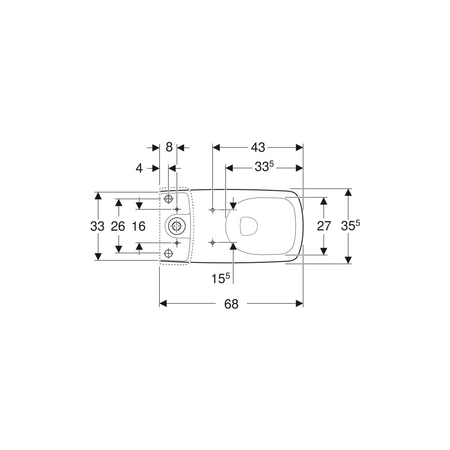 Deska sedesowa Geberit Selnova Square, slim, mocowanie od góry: Biały / Błyszczący, Zawiasy wypinane=Nie, Wolne opadanie=Nie, Materiał zawiasów=Stal nierdzewna