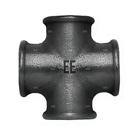 Czwórnik ODLEWNIA ZAWIERCIE C1/34/180 żeliwo (czarne) 3/4'' x 3/8'' x 3/4'' x 3/8'', GW gazowy stożkowy x GW gazowy stożkowy x GW gazowy stożkowy x GW gazowy stożkowy