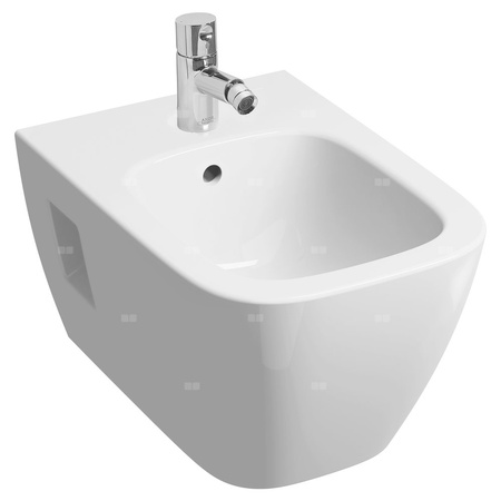 Geberit Selnova Square Bidet wiszący, B35cm, H26cm, T54cm, częściowo ukryte mocowania, z przelewem, z otworem na baterię