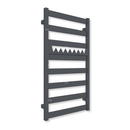 Grzejnik elektryczny TERMA VIVO 910 x 500 mm, kolor metaliczna czerń, moc 400 W, podłączenie E1, kabel spiralny z wtyczką czarny