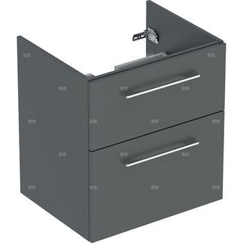 Szafka pod umywalkę meblową Geberit Selnova Square, slim, z dwoma szufladami: B=58.8cm, Szerokość umywalki=60cm, H=63.5cm, T=50.2cm, Lava / Lakierowany matowy