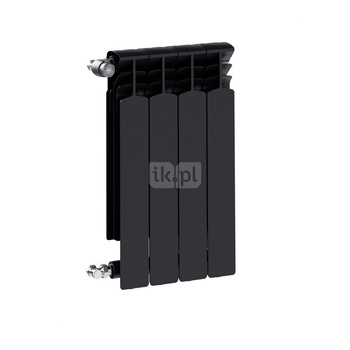 Grzejnik żeberkowy KFA Armatura G600F/4 aluminium, podłączenie boczne 672 x 322 mm, kolor czarny