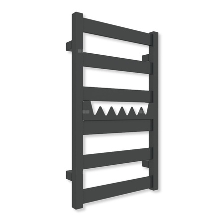 Grzejnik elektryczny TERMA VIVO 670 x 400 mm, kolor czarny jak kruk soft, moc 200 W, podłączenie E8, kabel spiralny z wtyczką czarny