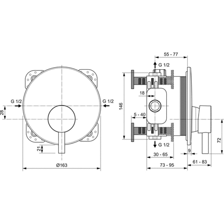 CERALINE Bateria natryskowa podtynkowa KIT2 EASY BOX