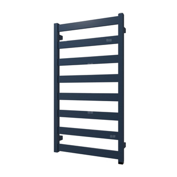 Grzejnik elektryczny TERMA VIVO ONE 910 x 500 mm, kolor niebieski wrzosowy RAL5000, moc 400 W, podłączenie E8, kabel spiralny z wtyczką szary