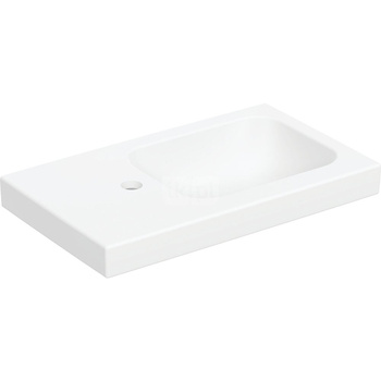 Umywalka GEBERIT iCon Light prostokątna, biała, 530mm, otwór na baterię z lewej, bez odpływu przelewowego, półka z lewej
