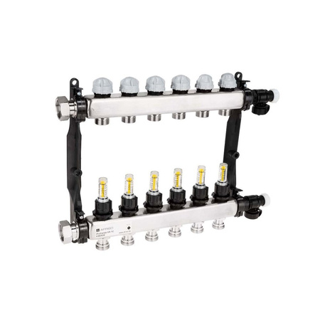 Rozdzielacz do ogrzewania podłogowego AFRISO ProCalida VA 1C 6-obieg. stal nierdzewna GZ 1'' x euroconus 3/4''