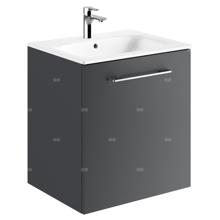 Geberit Selnova Square Zestaw szafki pod umywalkę, z jednymi drzwiami, B60cm, H65.2cm, T50.2cm, lava, z umywalką meblową, cienki rant, z przelewem, z otworem na baterię