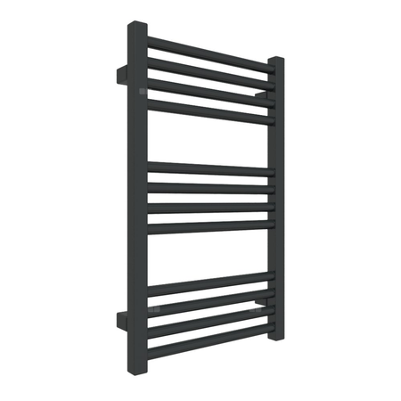 Grzejnik elektryczny TERMA FIONA 400 x 660 mm, kolor czarny jak kruk RAL9005, moc 300 W, podłączenie E8, kabel prosty bez wtyczki z maskownicą czarny