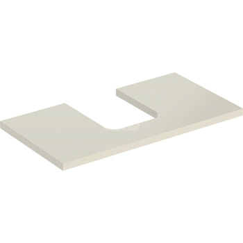 Blat pod umywalkę Geberit ONE z wycięciem, do umywalki nablatowej w kształcie misy: B=89.4cm, Piaskowy szary, Lakierowany na wysoki połysk, Przekrój=Na środku