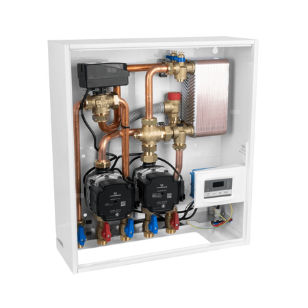 Grupa pompowa AFRISO PrimoBox AHB 642 GZ x GW 3/4'' x 3/4'', z zaworem termostatycznym, z izolacją, z pompą obiegową 2x Grunfos UPM3 Auto