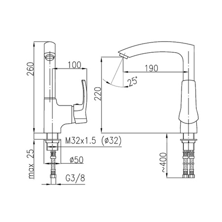Bateria zlewozmywakowa stojąca KFA Armatura KWARC, kolor chrom, mosiądz
