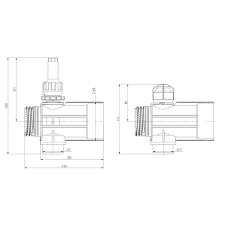 Jeden obieg rozdzielacza 1 1/2'', rozstaw 100 mm, rotametr 4-20 l/min AFRISO ProCalida IN gwint 1''