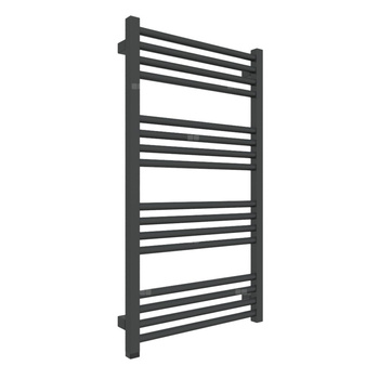 Grzejnik elektryczny TERMA FIONA ONE 900 x 500 mm, kolor czarny jak kruk soft, moc 400 W, podłączenie E8, kabel spiralny z wtyczką biały