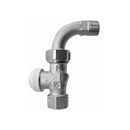 Zawór grzejnikowy termostatyczny HERZ TS-90 prosty z kolanem, połączenie 1/2'' (niklowanie) żółty