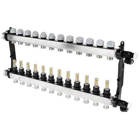 Rozdzielacz do ogrzewania podłogowego AFRISO ProCalida VA 1C 12-obieg. stal nierdzewna GZ 1'' x euroconus 3/4''