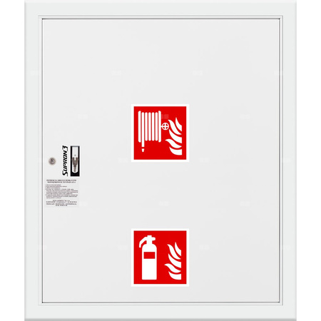 Hydrant DN 25 FIT wnękowy z miejscem na gaśnicę pod zwijadłem, wąż 30 m, zamek patent, RAL 9003