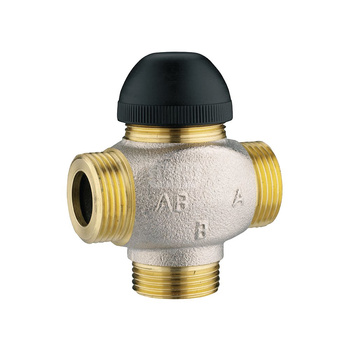 Termostatyczny zawór trójdrogowy bez korpusu obejścia, mieszająco-rozdzielający, DN15