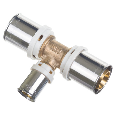 Trójnik QIK Zaprasowywany XPRT redukcja mosiądz 50 mm x 26 mm x 50 mm (złącze zaprasowywane)