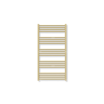 Grzejnik elektryczny TERMA FIONA 1140 x 580 mm, kolor mosiądz, moc 600 W, podłączenie E1, kabel spiralny z wtyczką żółty