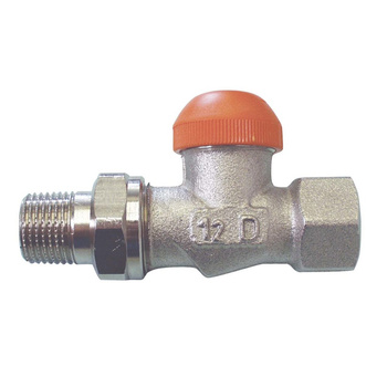 Zawór grzejnikowy termostatyczny HERZ TS-98-V prosty z nastawą wstępną, połączenie 3/8'' (niklowanie)