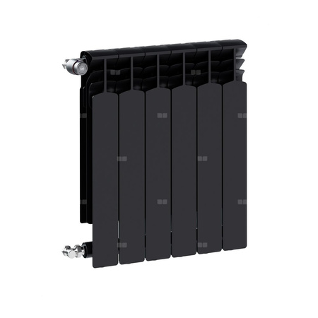 Grzejnik żeberkowy KFA Armatura G600F/6 aluminium, podłączenie boczne 672 x 483 mm, kolor czarny