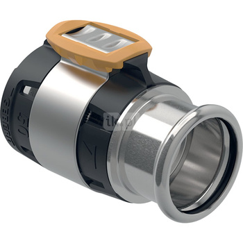 Złączka przejściowa  GEBERIT FlowFit, stal crnimo 1.4401, 50 mm x 42 mm (łącznik zaprasowywany x mufa zaprasowywana)