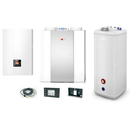 Pakiet - Kocioł gazowy jednofunkcyjny WOLF FGB-24 kondensacyjny wiszący 5.3 - 20.7 kW + Czujnik c.w.u. + RegulatorBM-2 + RekuperatorCWL 400P + Zasobnik c.w.uVulcan 120L stojący